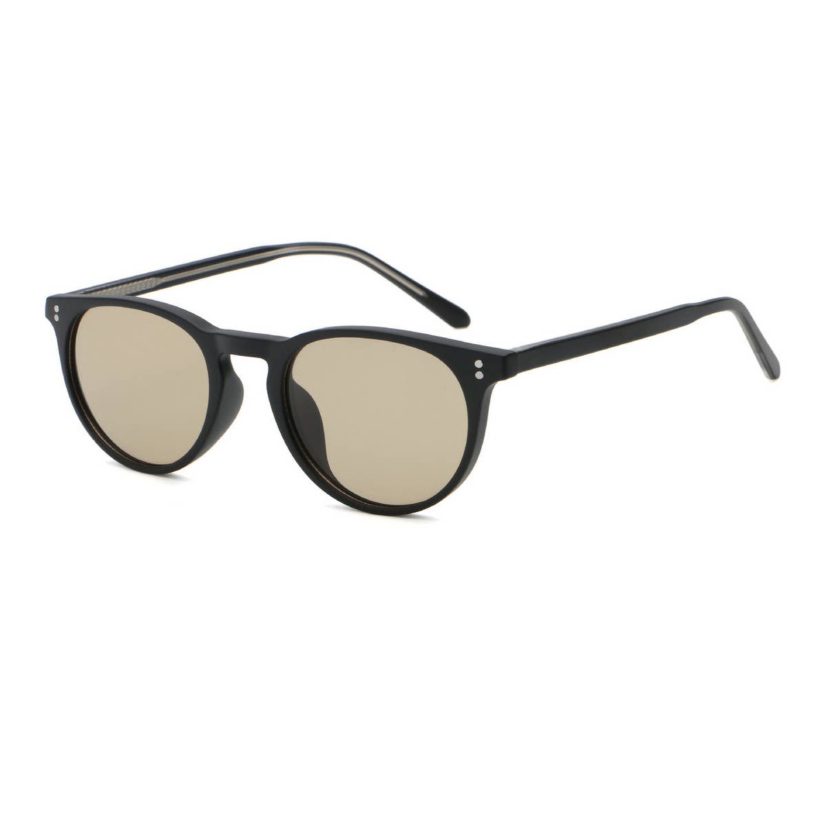 FASHIONABLE FAUX ACETATE ROUND FRAME SUNGLASSES