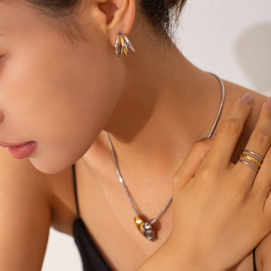 STAINLESS STEEL COLOR MATCHING THREE-LAYER RINGS_CWAJE1240