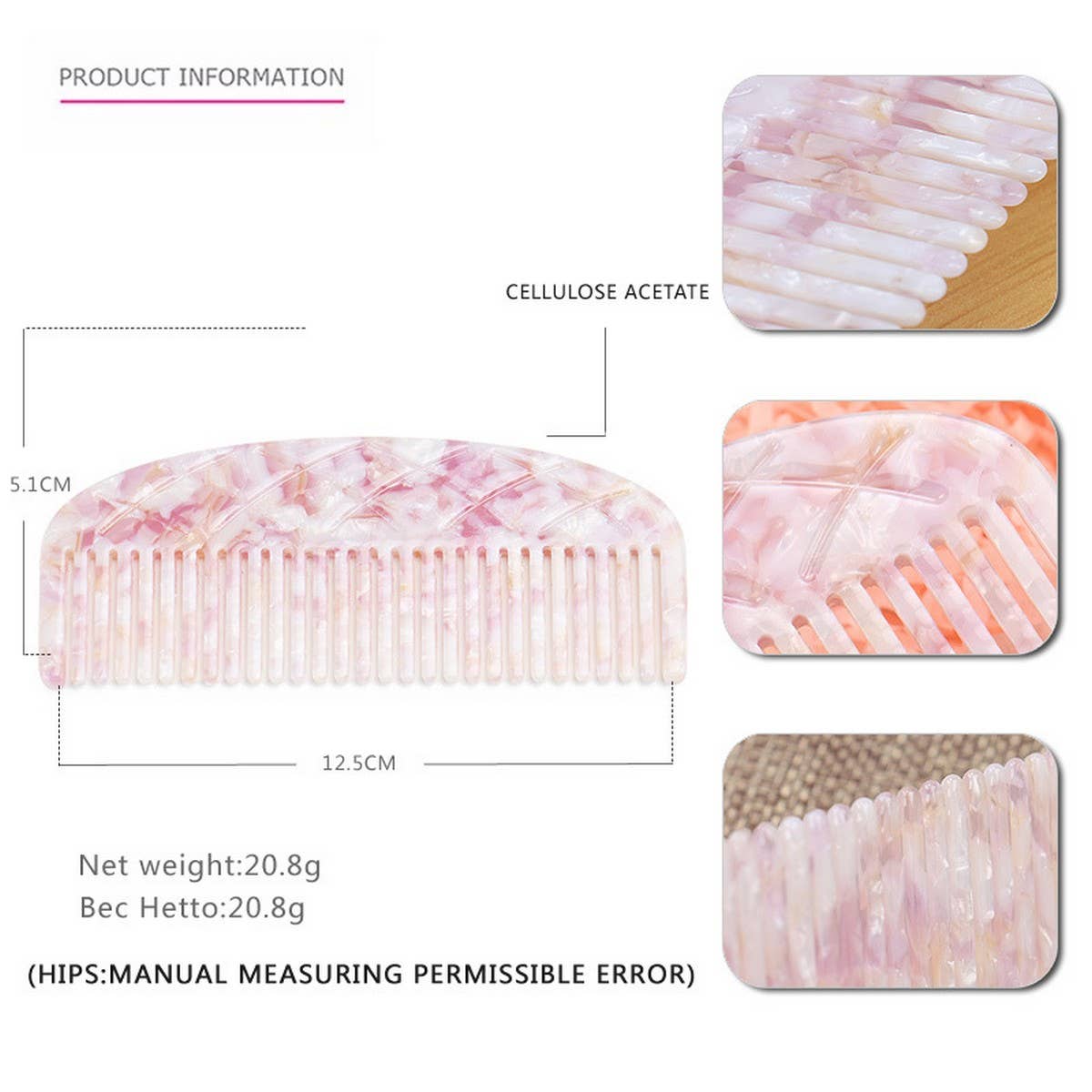 ACETATE SHEET COMB THICK GRADIENT TEETH HAIR COMB_CWAHA4190