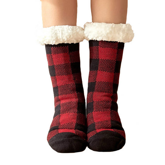 WARM CHRISTMAS PLAID PLUSH INDOOR SLIPPERS