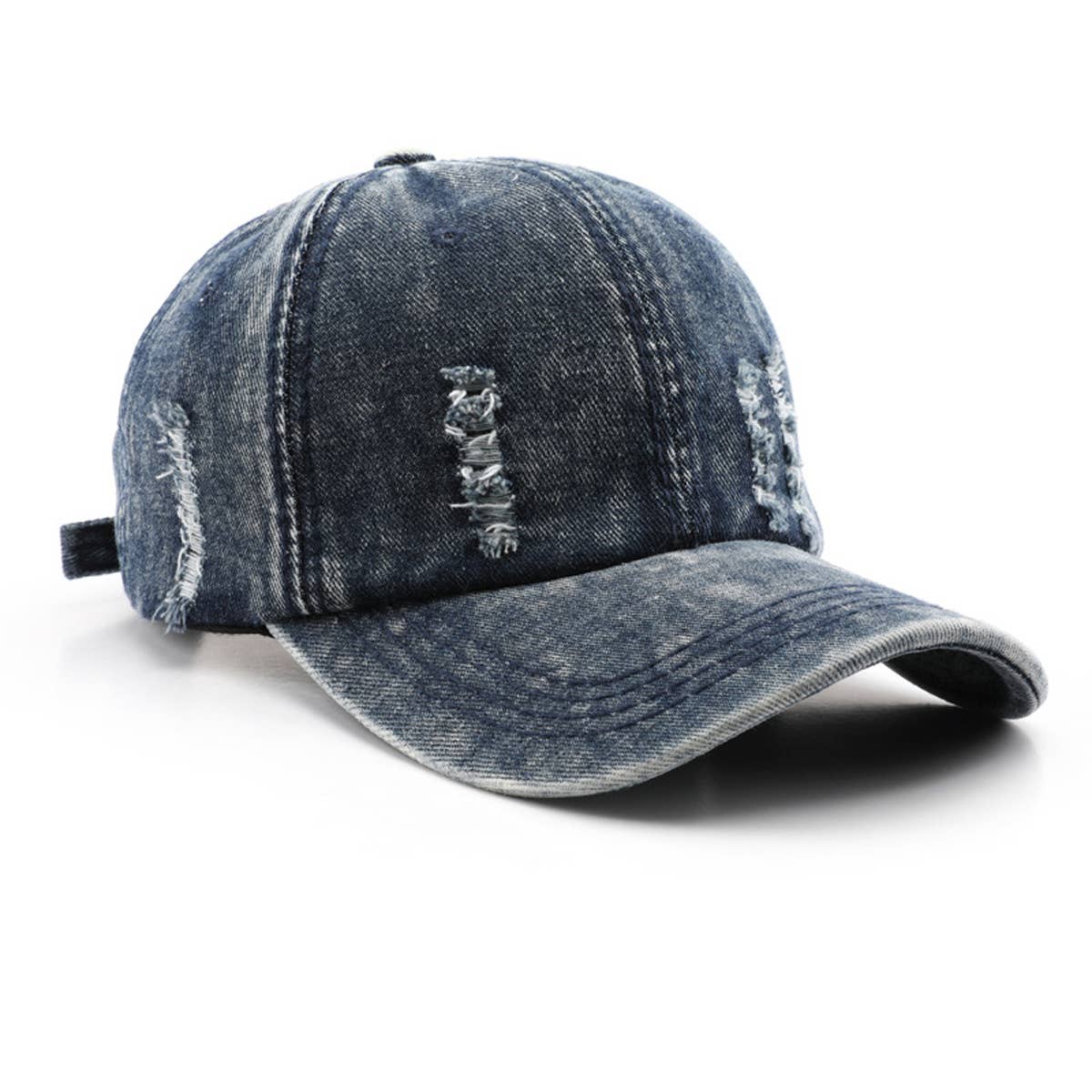 Vintage Washed Distressed Denim Baseball Cap_CWAH0896
