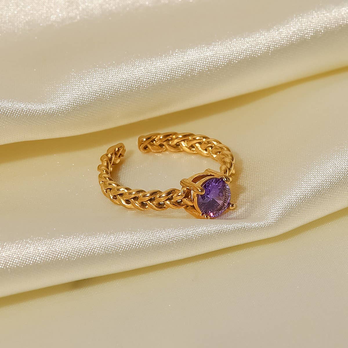 ZIRCON INLAY RINGS ADJUSTABLE TITANIUM STEEL RINGS_CWAJE1238