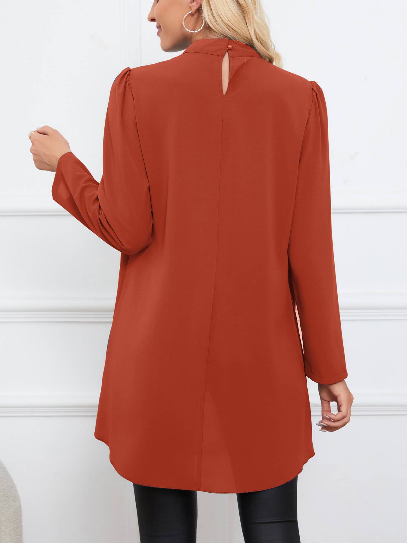 FAKE TWO SHIRTS LONG-SLEEVED STAND-UP COLLAR TOP