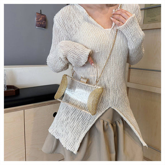 CELEBRITY EVENING BAG DIAMOND CHAIN CLUTCH_CWAB3255