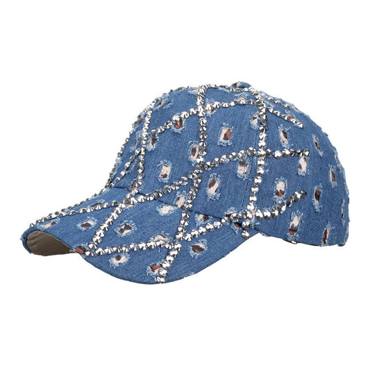 Women's Studded Denim Leopard Baseball Cap Sun Hat CWAH1528