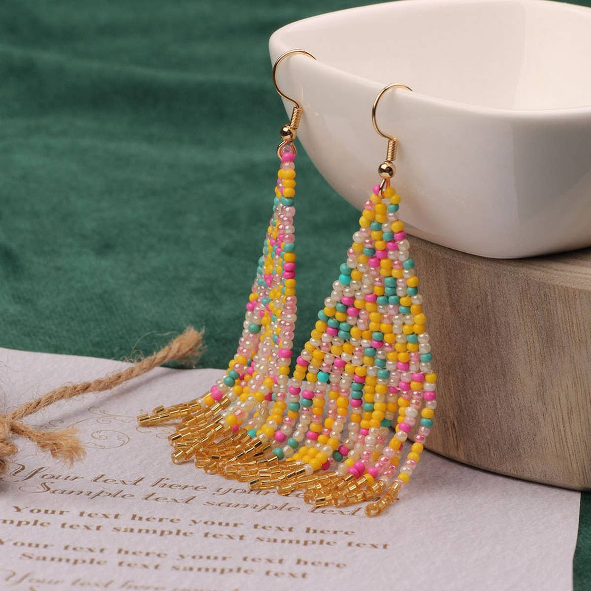 COLORFUL BOHEMIAN EXOTIC RICE BEAD EARRINGS