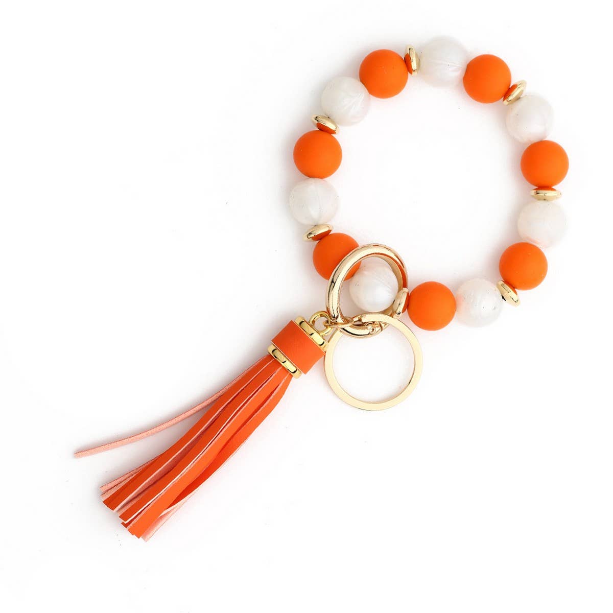Silicone Bead Tassel Keychain with Wooden Beads_CWAB5078
