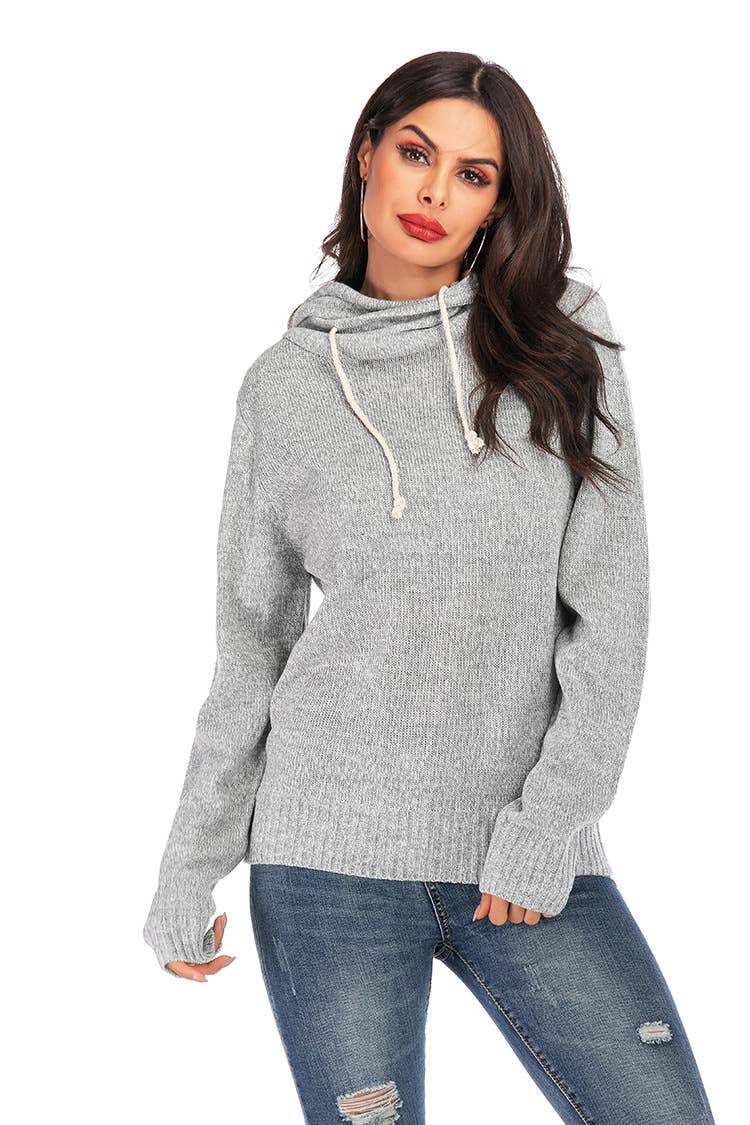 SWEATER PILE PILE COLLAR LONG SLEEVE HOODIE