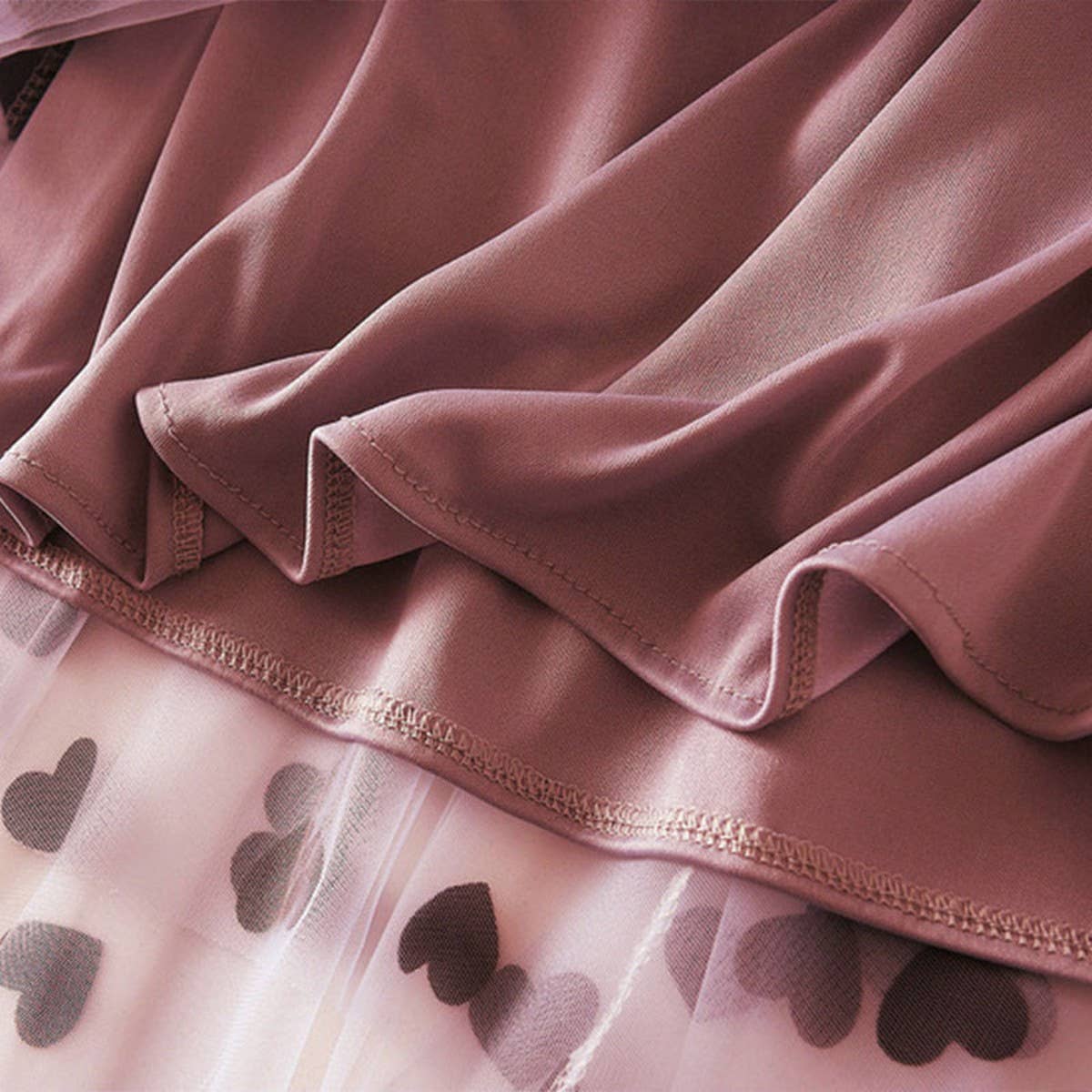 Vintage Heart Flocked Tulle High-Waist Skirt