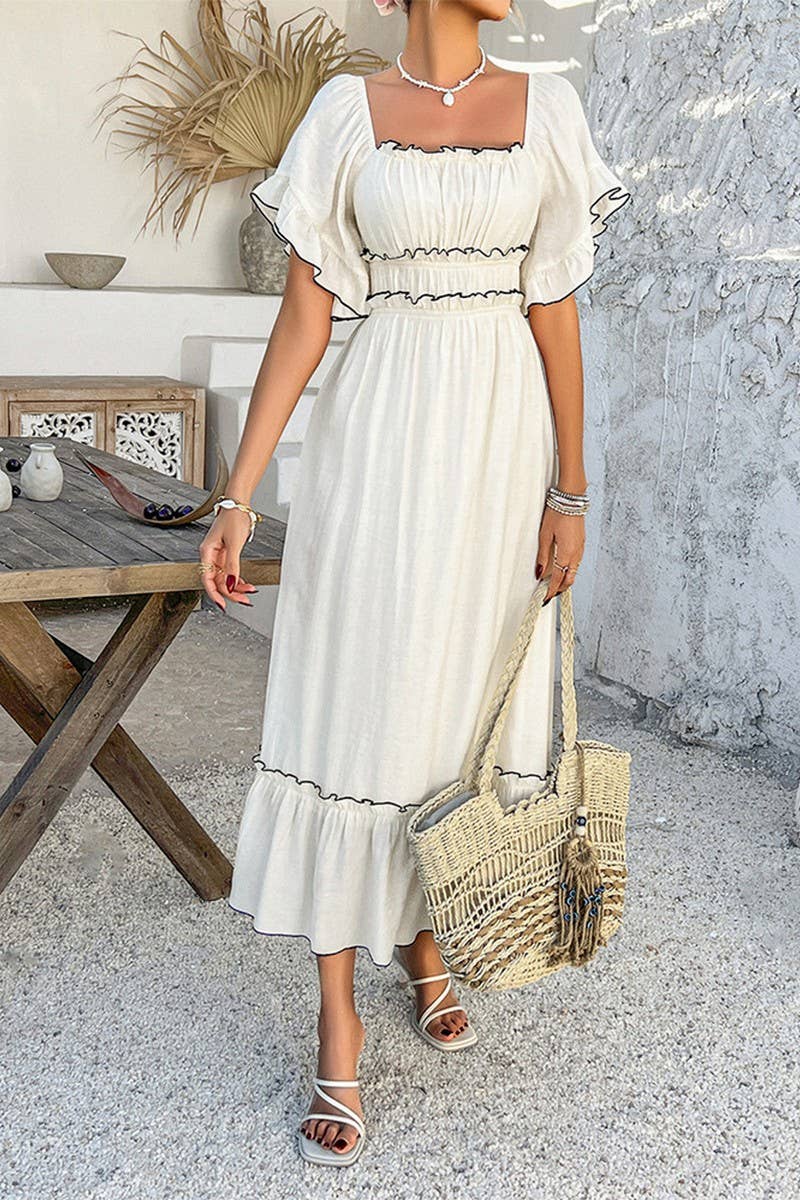 CWDMD5355_SUMMER BOHEMIAN CASUAL HOLIDAY CONTRAST DRESS