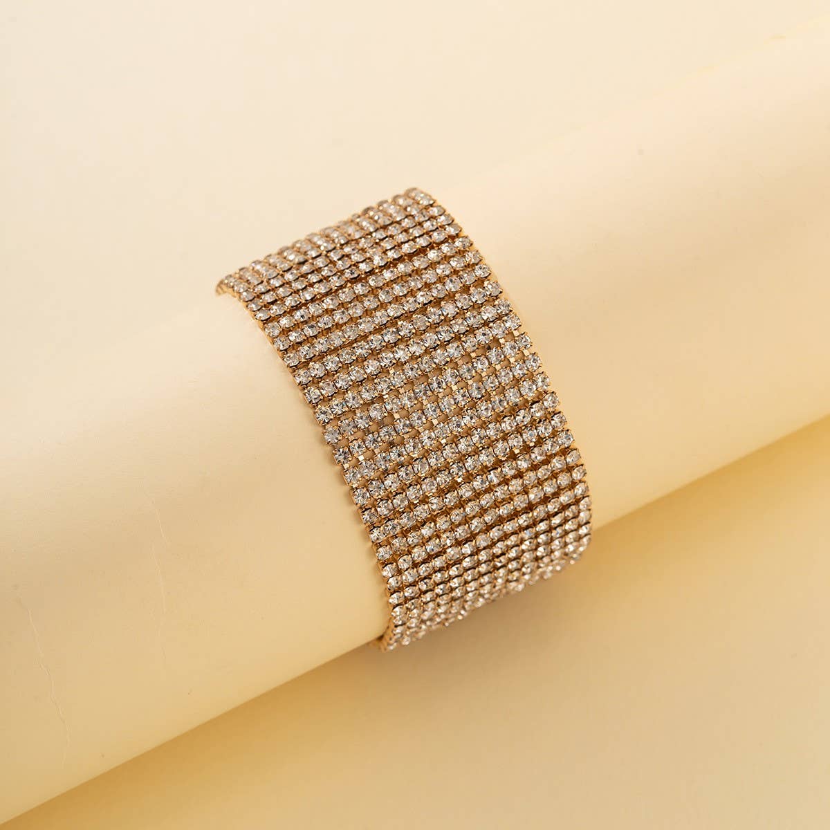 GOLD SPARKLING DIAMOND BRACELET WIDE BRACELET