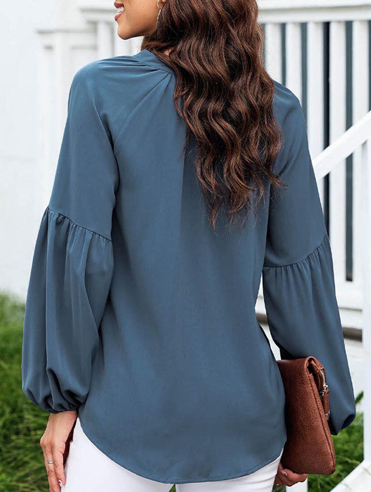 V-neck pullover silk blouse