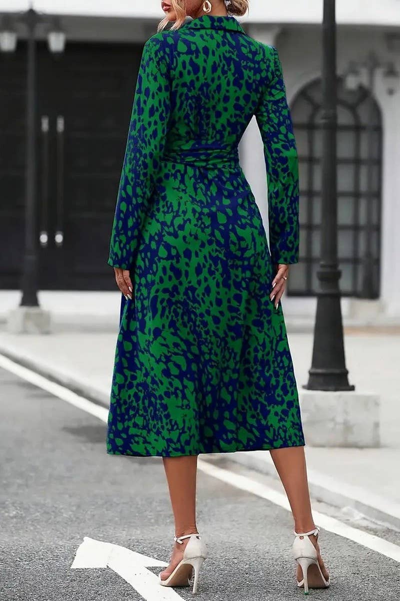 CWDMD5585_BUTTON LONG SLEEVE WAIST A-LINE DRESS