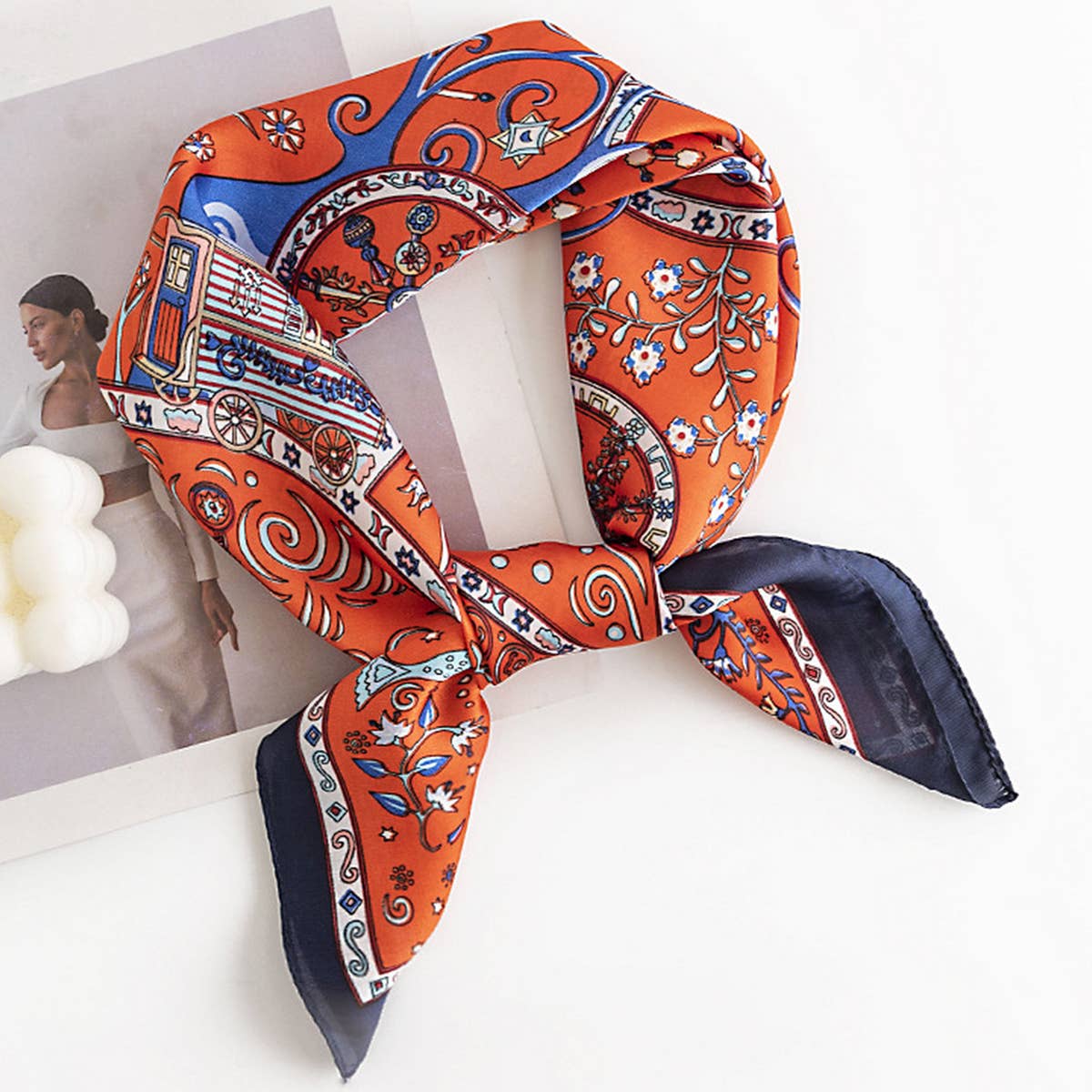 Floral Satin Square Scarf for Women?™s Elegance