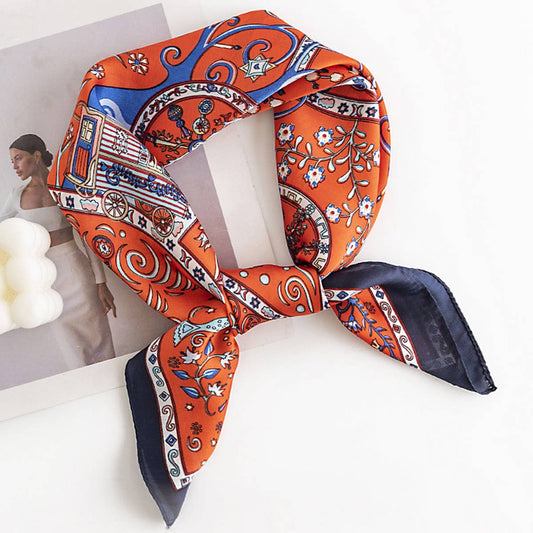 Floral Satin Square Scarf for Women?™s Elegance