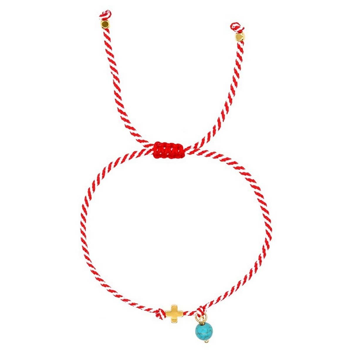 WHITE EYES TURQUOISE RED AND WHITE ROPE BRACELET