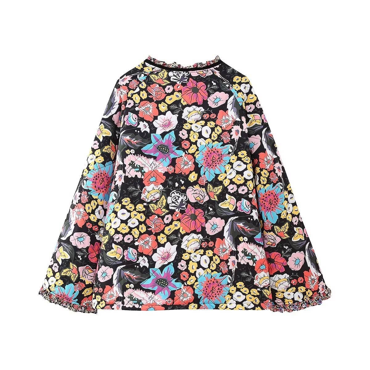 SINGLE BREASTED FLORAL PRINT QUILTED JACKET_CWOJA1564