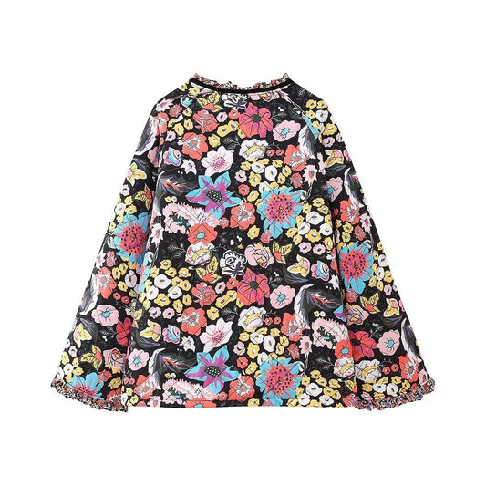 SINGLE BREASTED FLORAL PRINT QUILTED JACKET_CWOJA1564