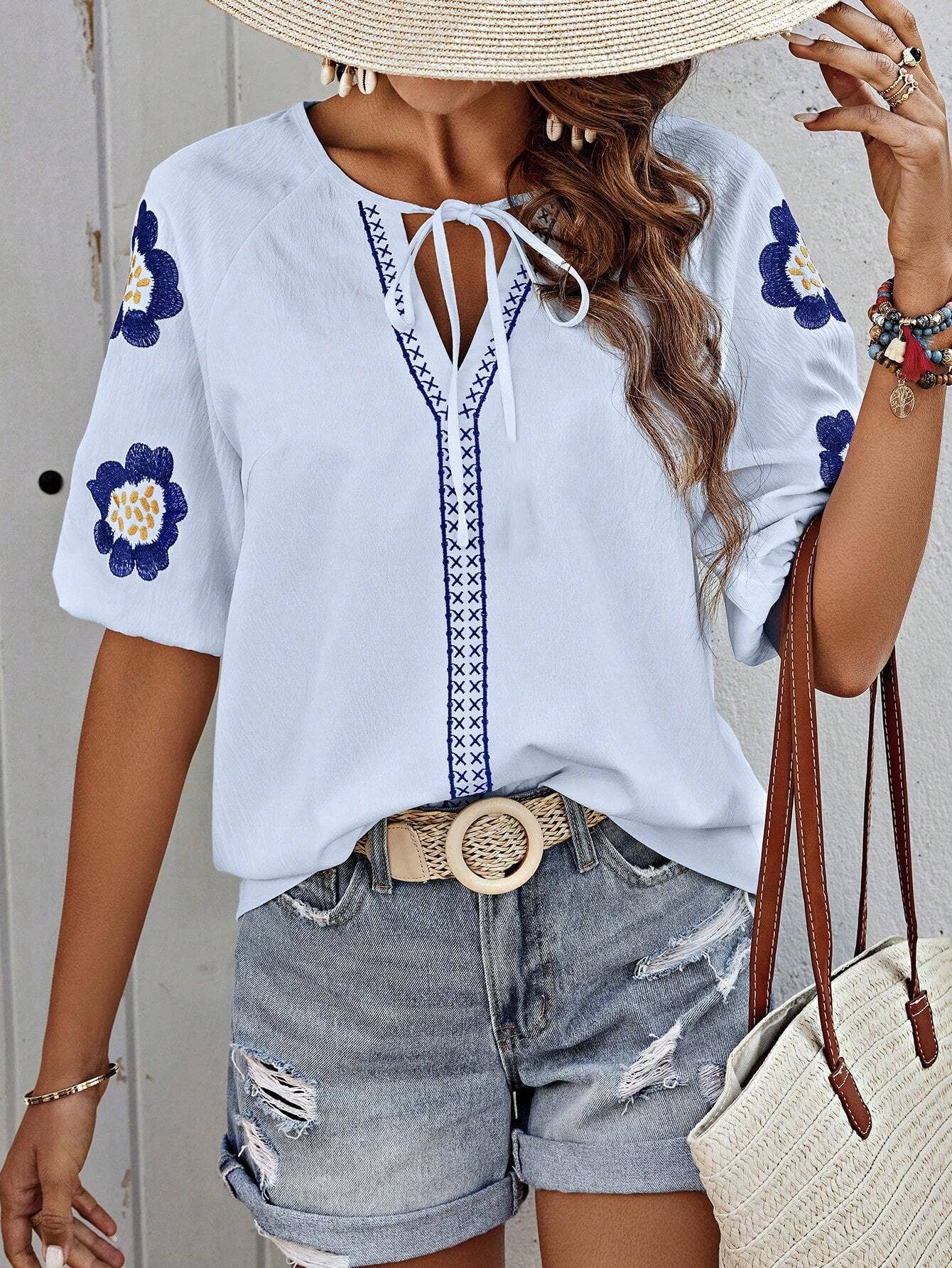 V-NECK SOLID COLOR LOOSE SHIRT
