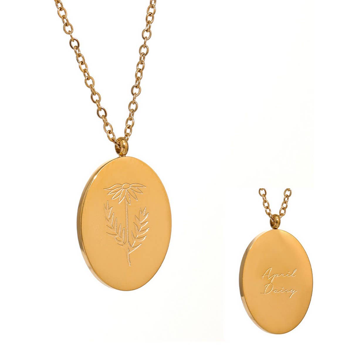 GOLD STAINLESS STEEL DECEMBER FLOWER NECKLACE