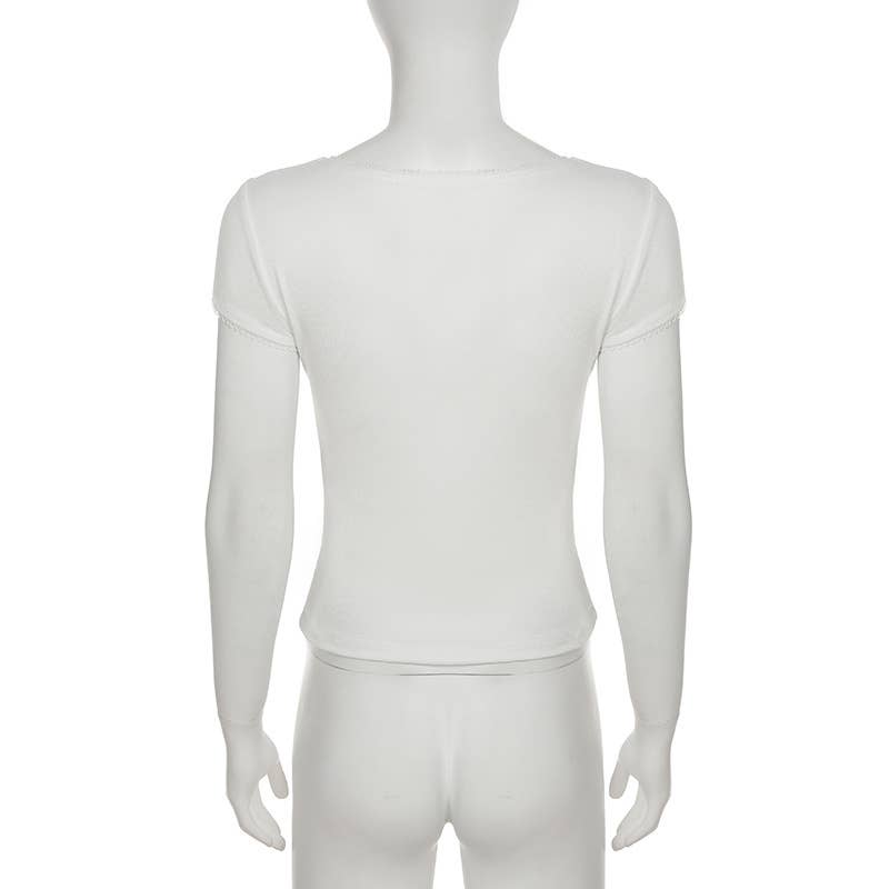 Simple basic solid color short-sleeved T-shirt