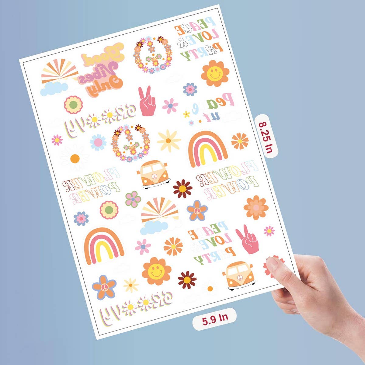 Kids Waterproof Peace Love Rainbow Face Tattoos