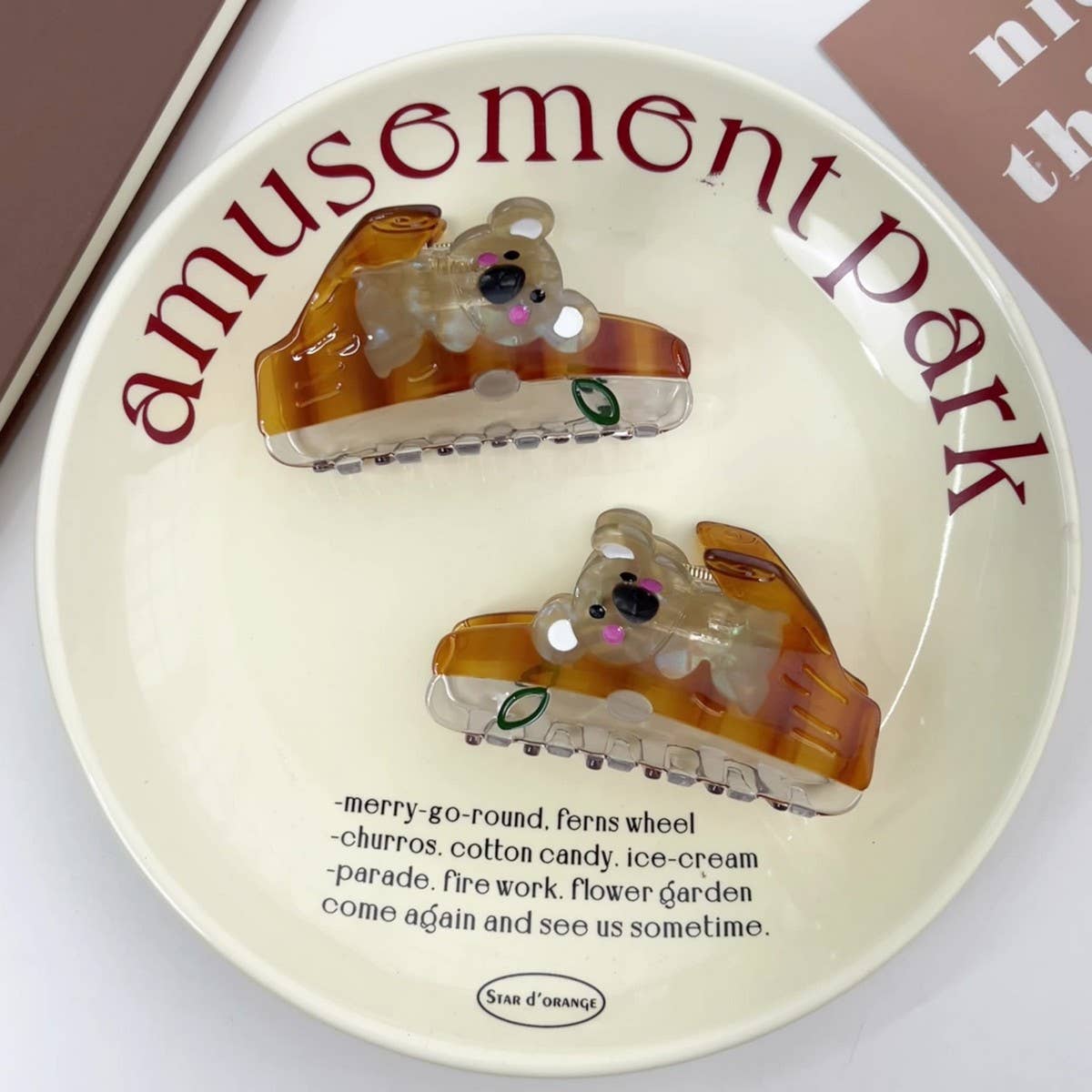 Clear Koala Acetate Hair Claw Clip with Tree