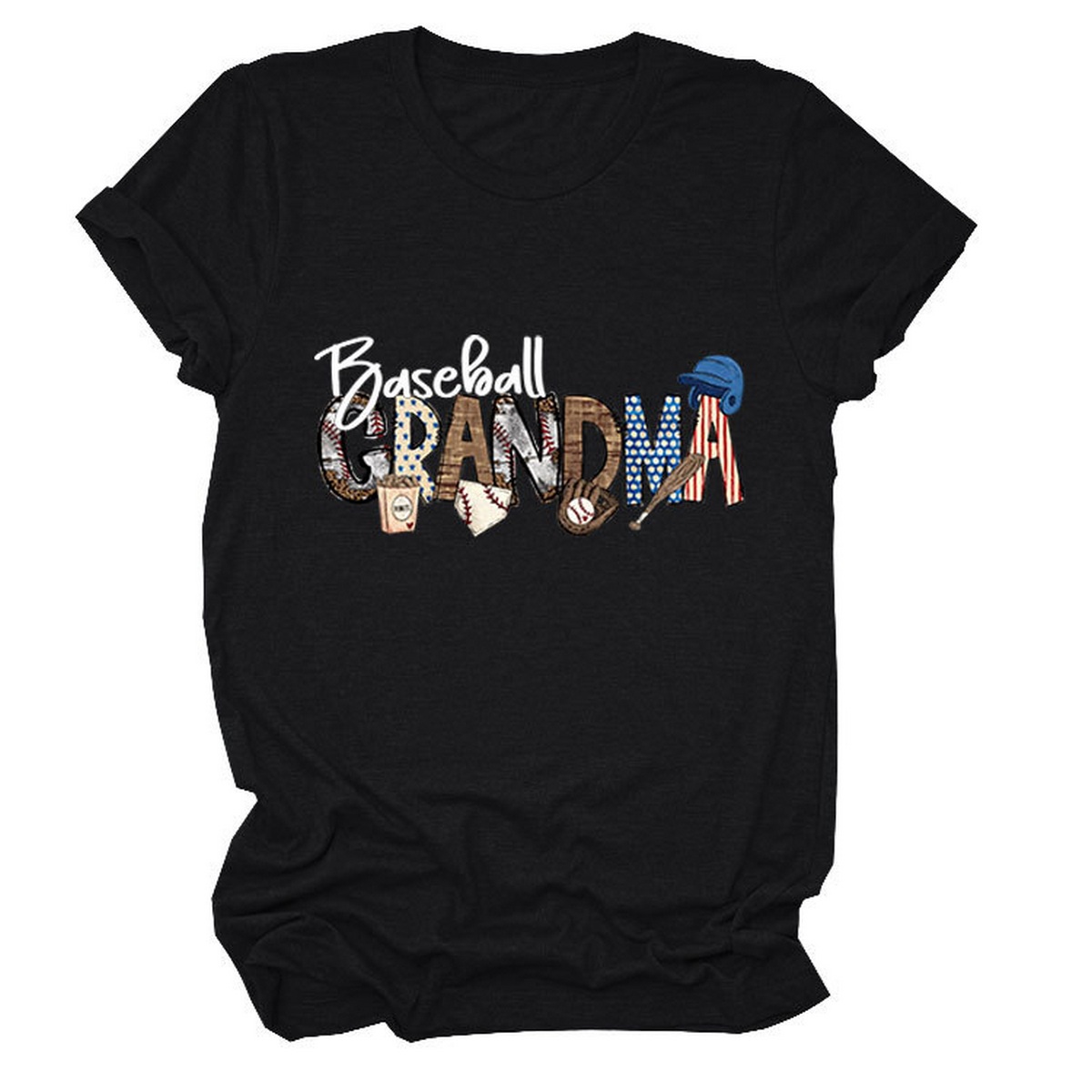 Casual Crew Neck Tee ?œBaseball Grandma??Shirt_CWTTSL0496