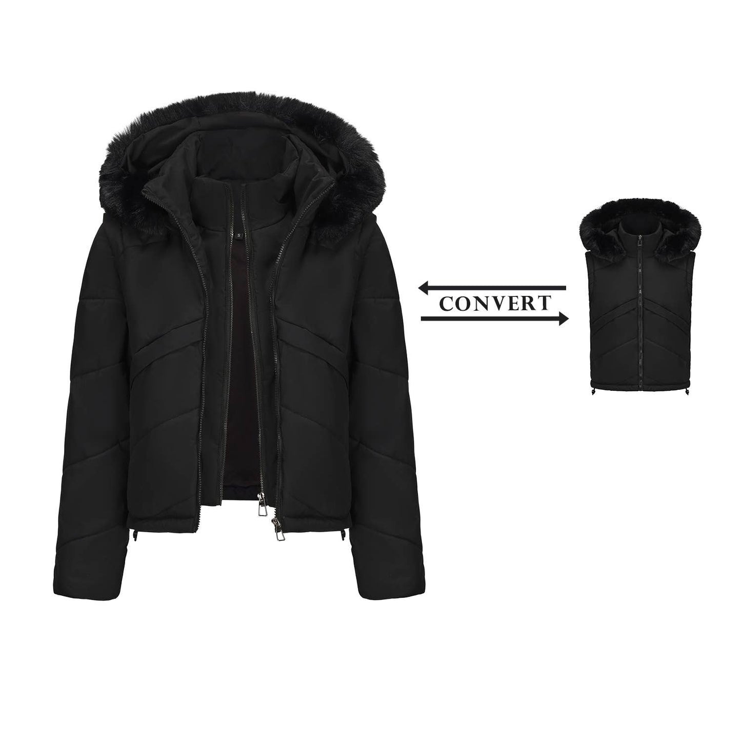 Two detachable cotton-padded jackets
