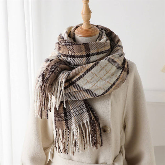 Classic Plaid Fringe Scarf Wrap for Cold Days