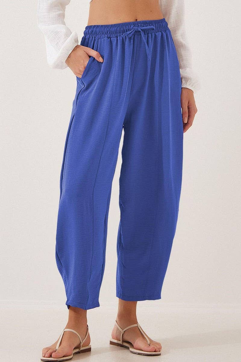 CWBLP1851_HIGH WAIST LOOSE DRAWSTRING POCKET TROUSERS