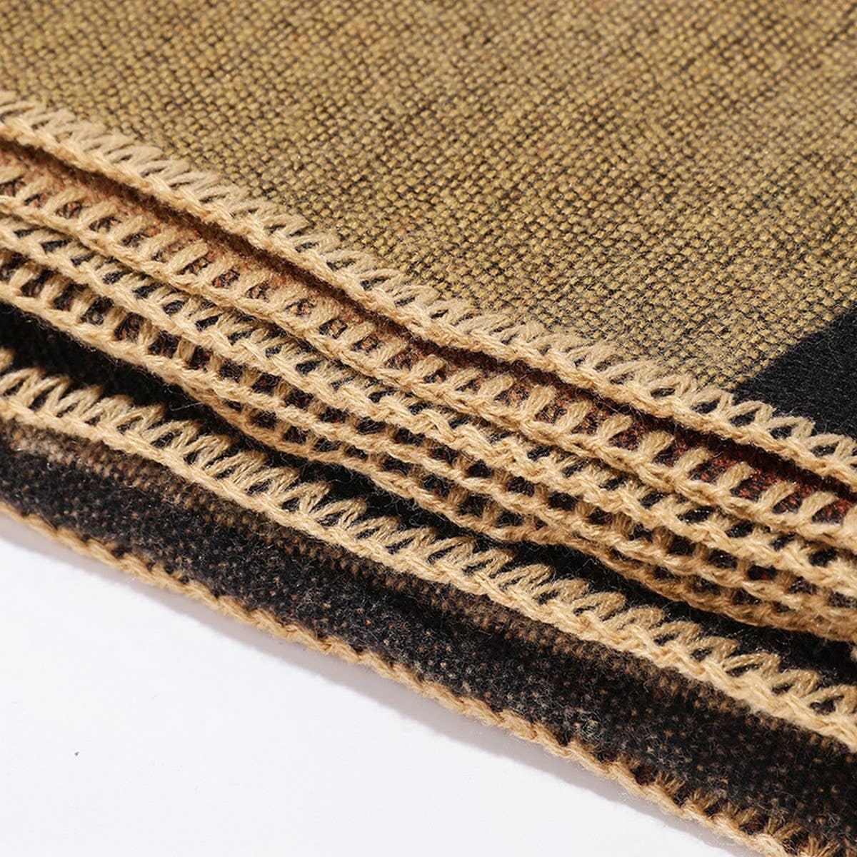 DOUBLE-SIDED PLAID FAUX CASHMERE SHAWL CAPE