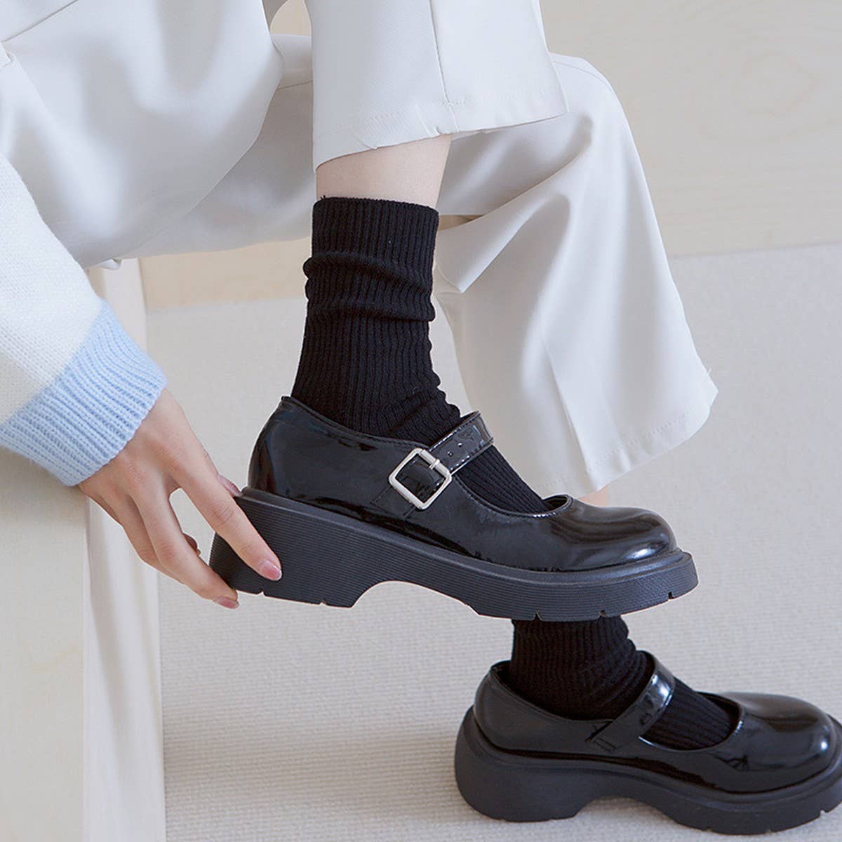 AUTUMN AND WINTER STRIPED WOMEN'S MID-CALF SOCKS_CWMS0985