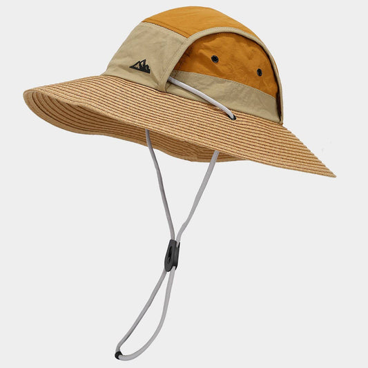 Colorblock Outdoor Wide Brim Sun Hat for Hiking_CWAH3874