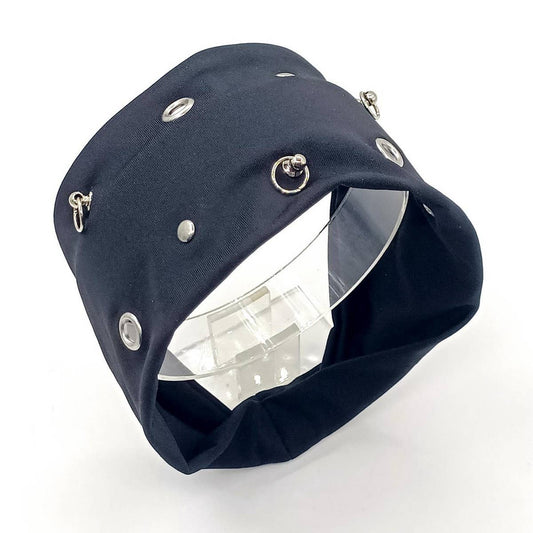 Wide Punk Elastic Headwrap with Metal Look