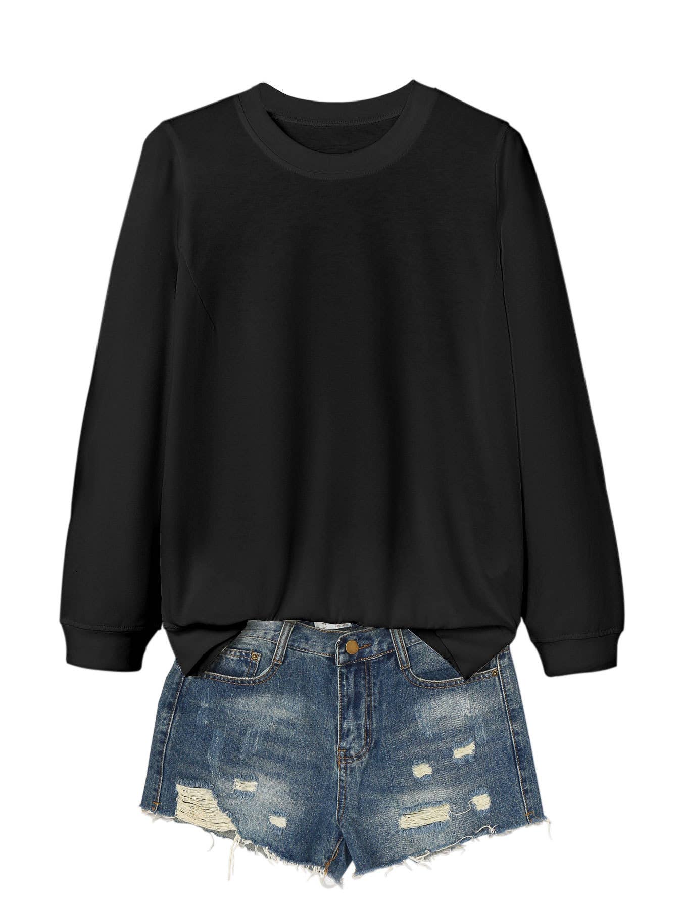 SOLID COLOR CASUAL CREWNECK COMFORTABLE T-SHIRT