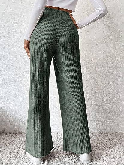 CASUAL LOOSE HIGH-WAISTED KNITTED PANTS