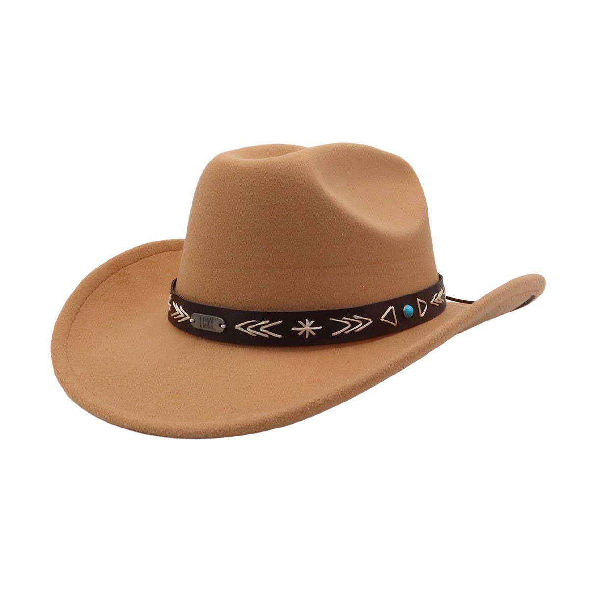 Men & Women Wool Cowboy Fedora Hat Ethnic Style_CWAH04498
