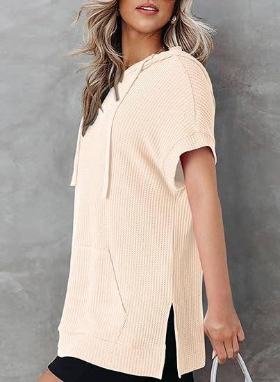 KNIT SIDE SLIT BELTED HOODIE