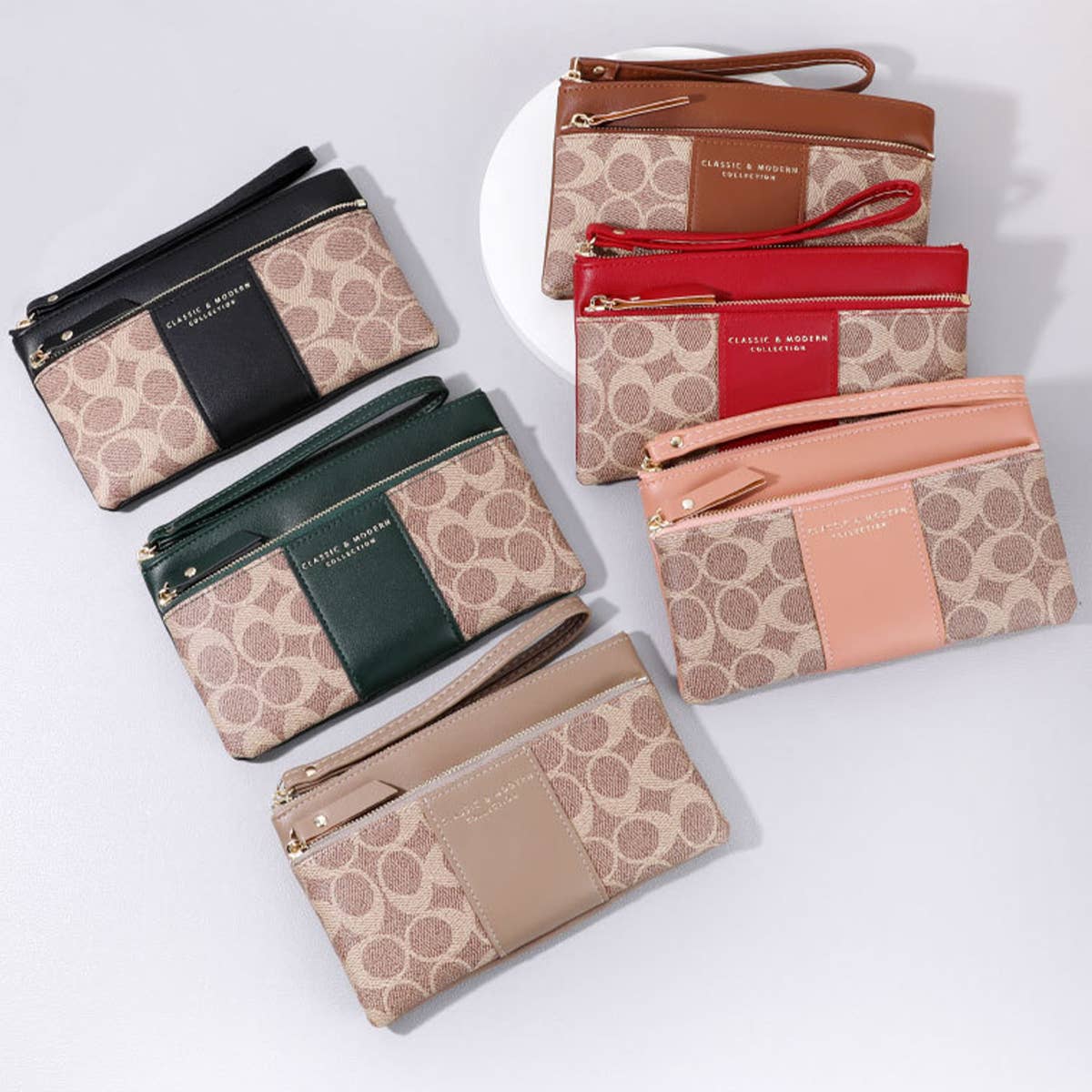 RETRO PRINTED LARGE CAPACITY ZIPPERED WALLET_CWAB1658