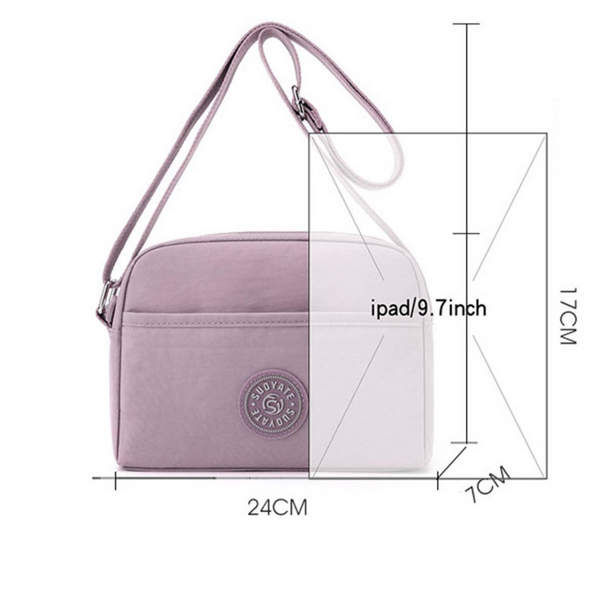 LIGHTWEIGHT SOLID NYLON CROSSBODY SHOULDER BAG