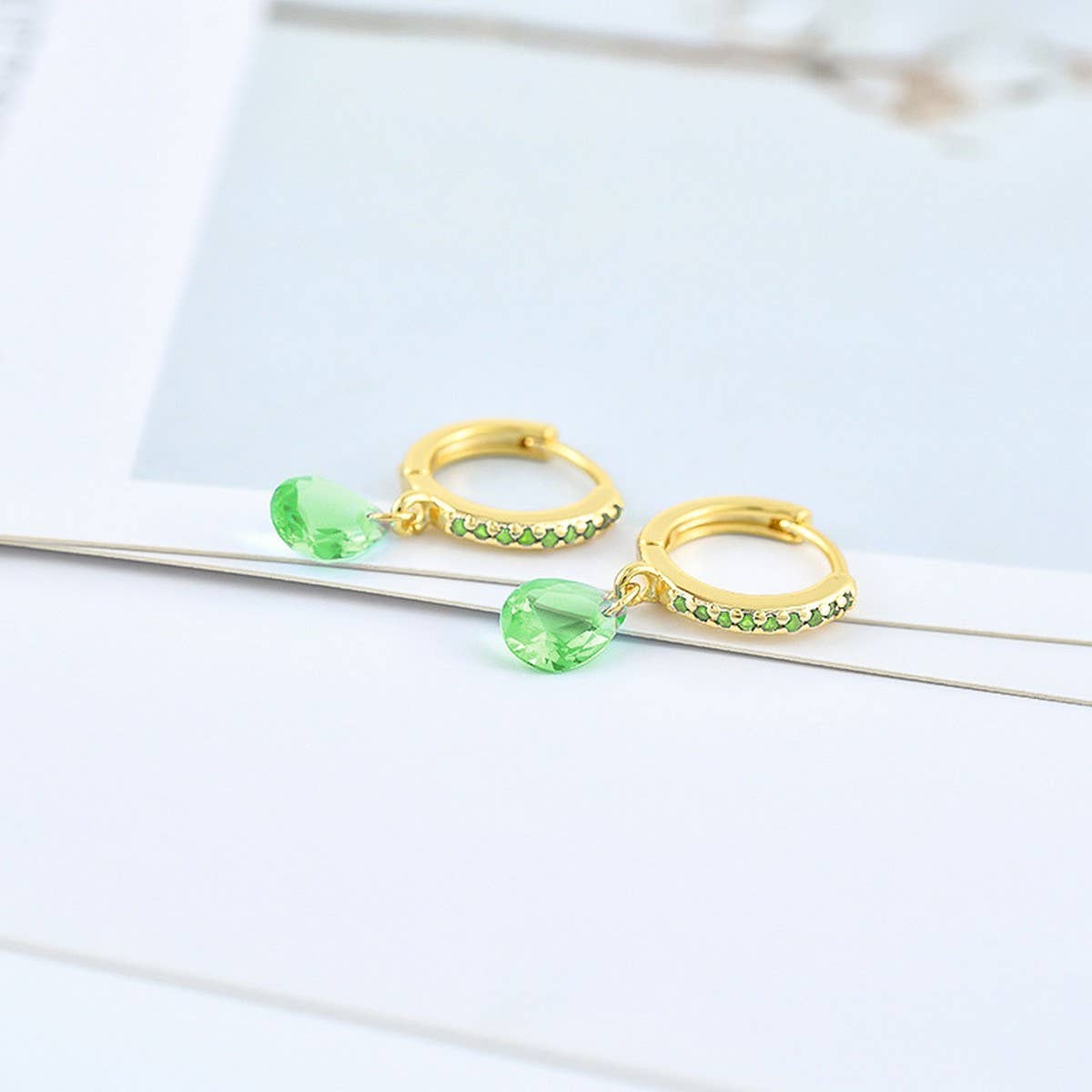 GEOMETRIC TEARDROP DIAMOND FRENCH EARRINGS