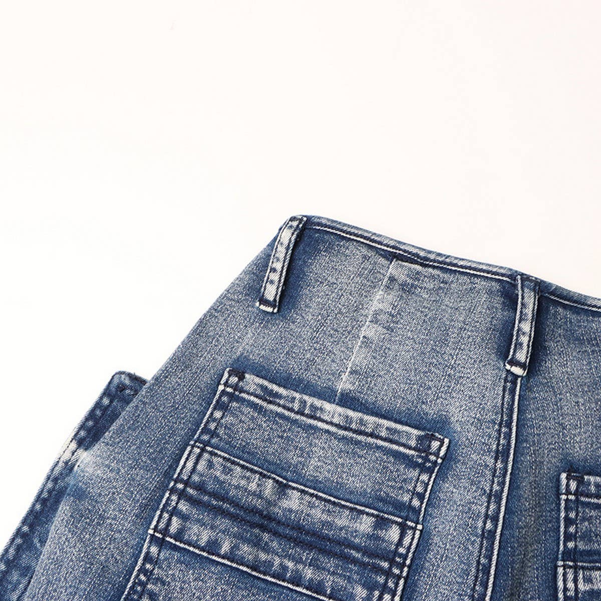 MID RISE STRAIGHT MULTI POCKET DESIGN CASUAL JEANS