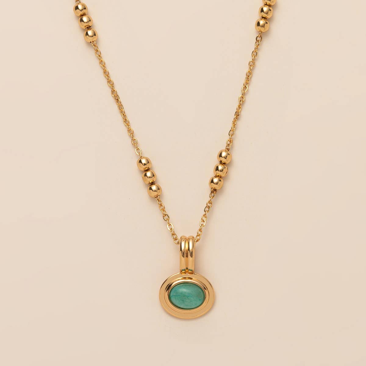 Stainless Steel Multi-Layered Gemstone Necklace_CWMM5733