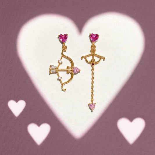 Cupid Heart Design Colorful Zircon Earrings