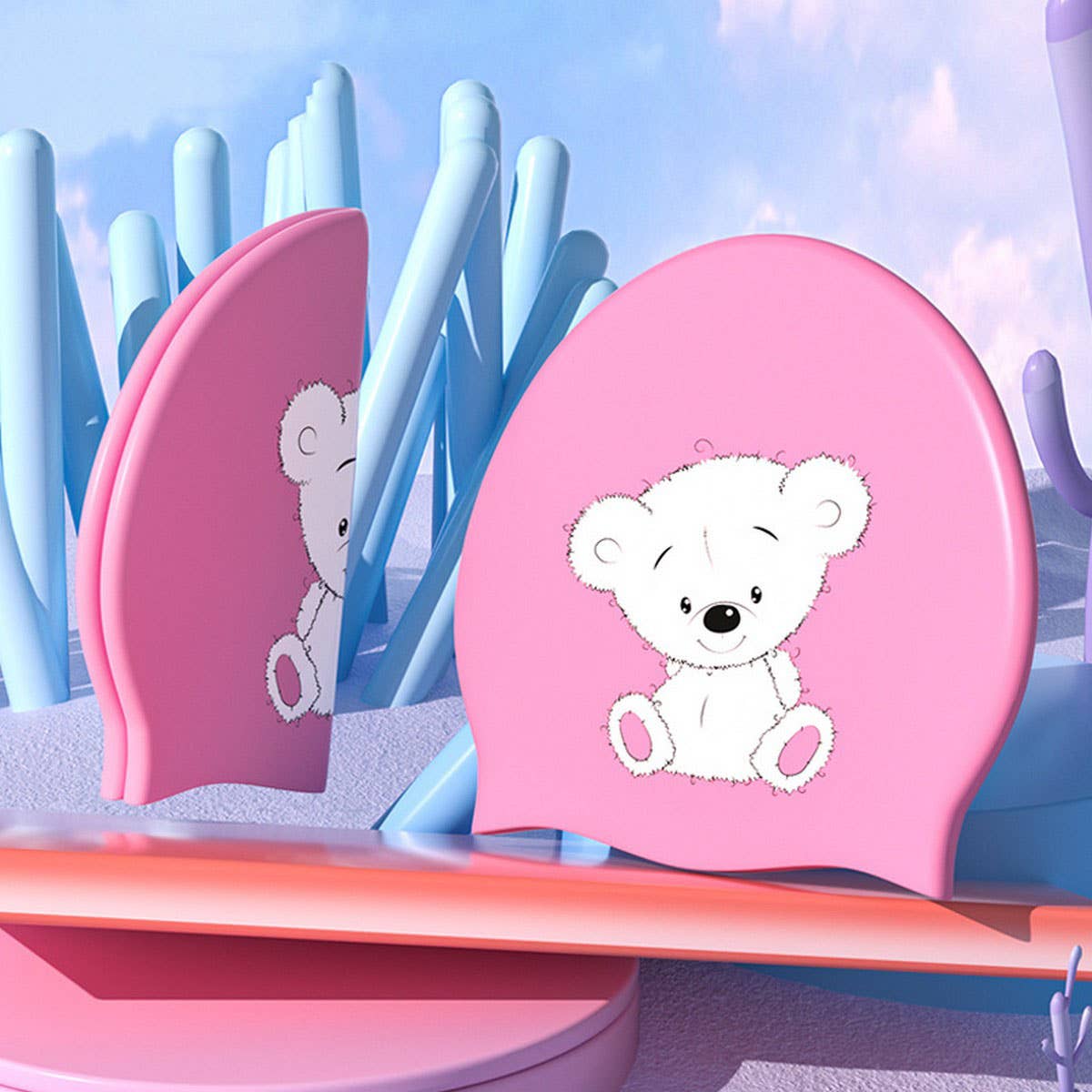 Girls' Silicone Swim Cap - Cute Cartoon XL