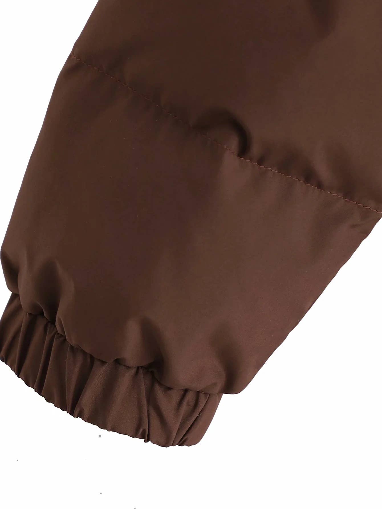 Short solid-color hooded hand-stuffed jacket