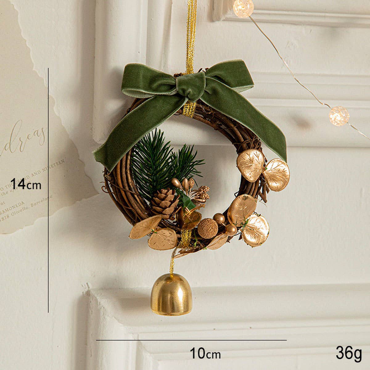 Iron Metal Christmas Bell Hanging Wreath Decor