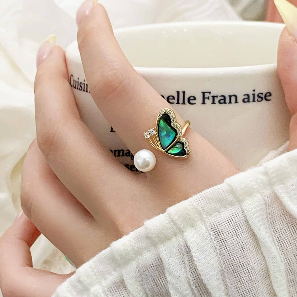 FASHION SWEET FRESHWATER PEARL OPEN RING FOR WOMEN_CWAJE3091