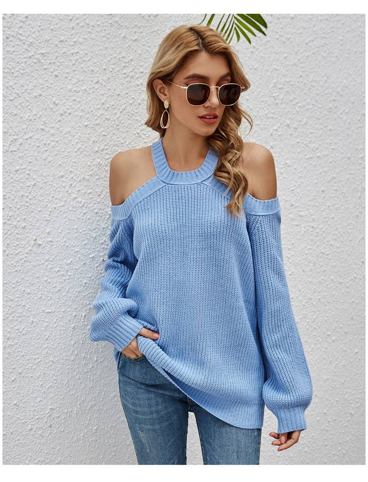 FASHION CASUAL SOLID COLOR LONG SLEEVE KNITWEAR